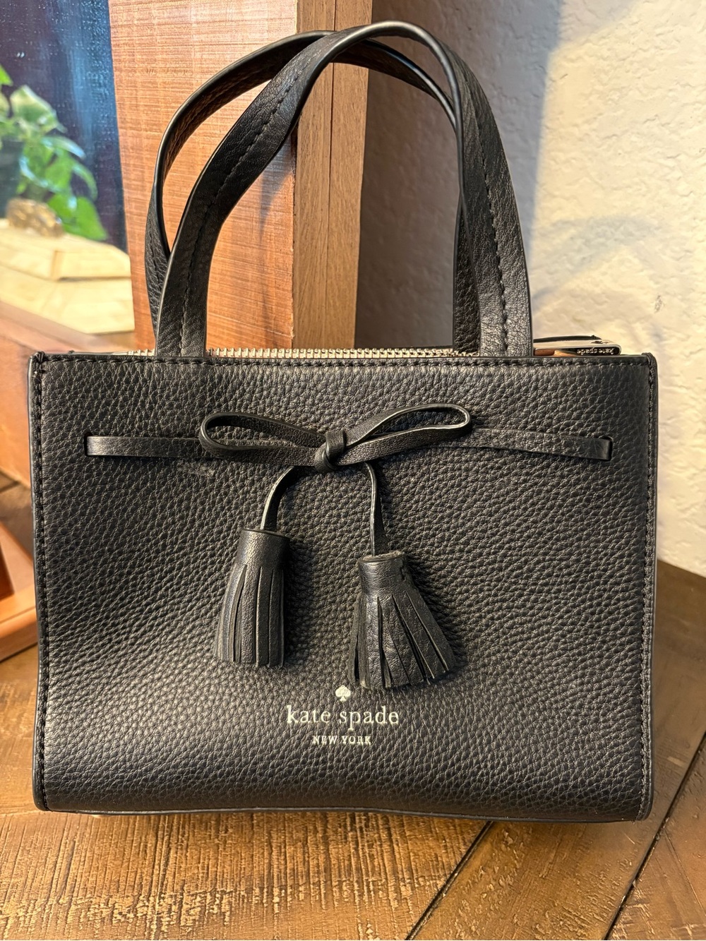 kate spade Black Pebble Mini Leather Tassel Satchel